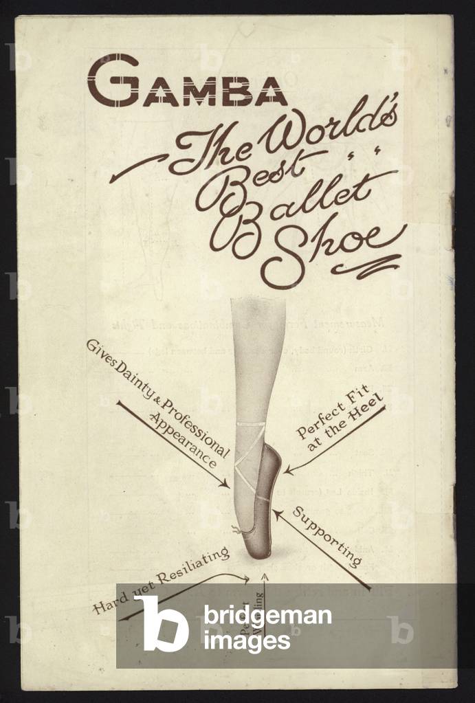 Back cover of Catalogue of Gambas Famous Milan Toe Ballet Shoe (litho)