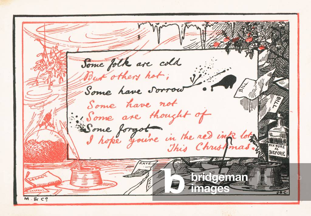 In The Red, In The Black, Christmas Card (chromolitho)