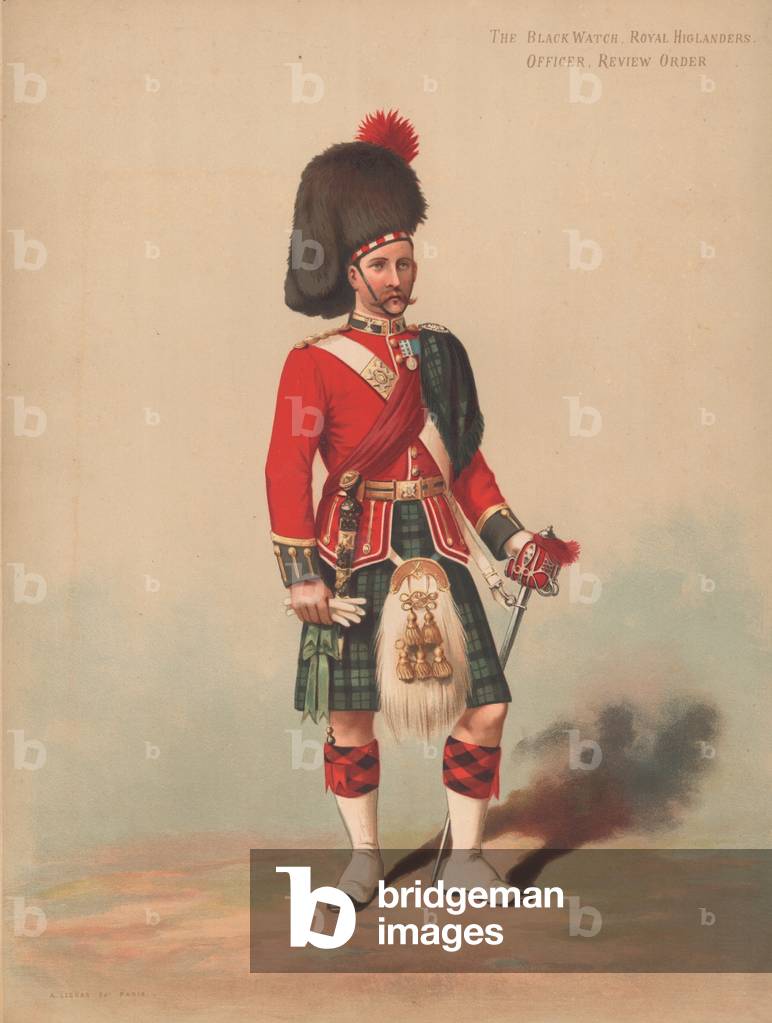 The Black Watch, Royal Highlanders, Officer, Review Order (chromolitho)