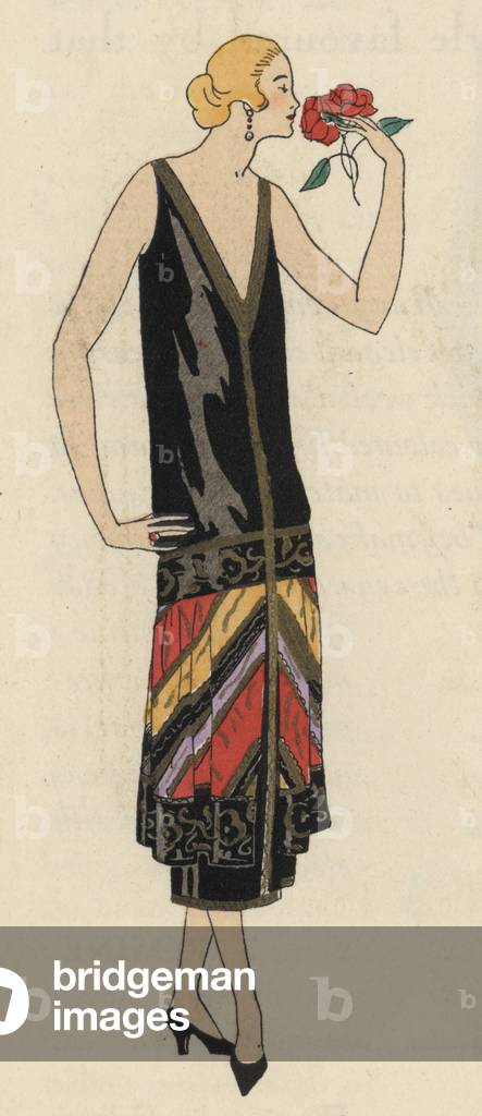 Women's evening wear fashion of the 1920s by designer Georges Doeuillet (colour litho)