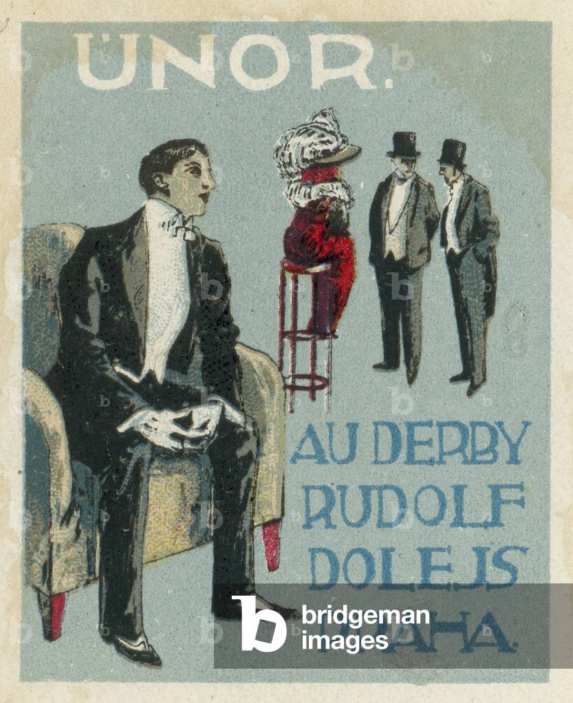 February. Au Derby Rudolf Dole fashions, Prague (colour litho)