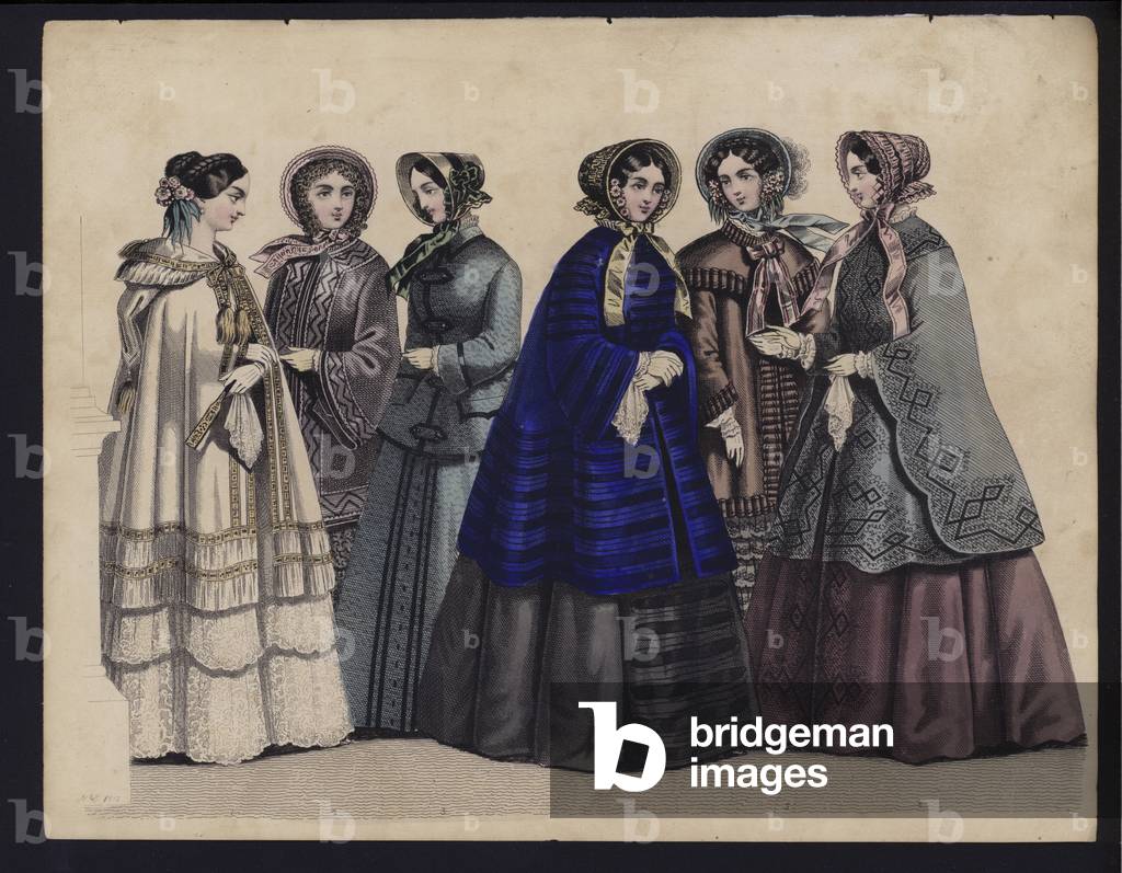 German fashion plate, mid 19th century (coloured engraving)