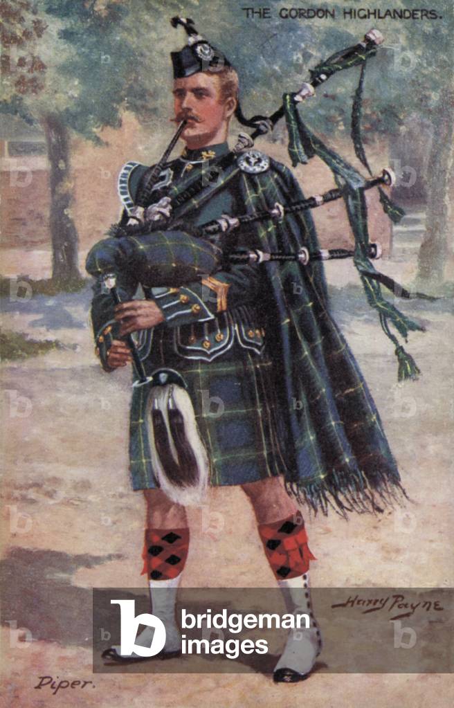 The Gordon Highlanders, Piper (colour litho)