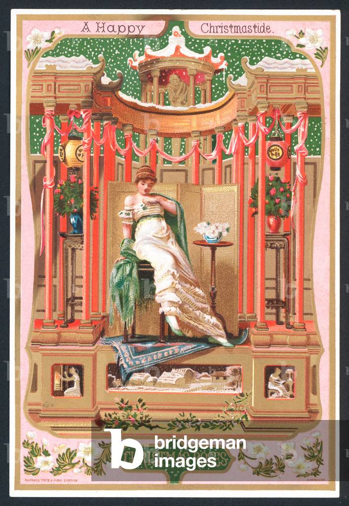 Winter Roses - Victorian Christmas card (chromolitho)