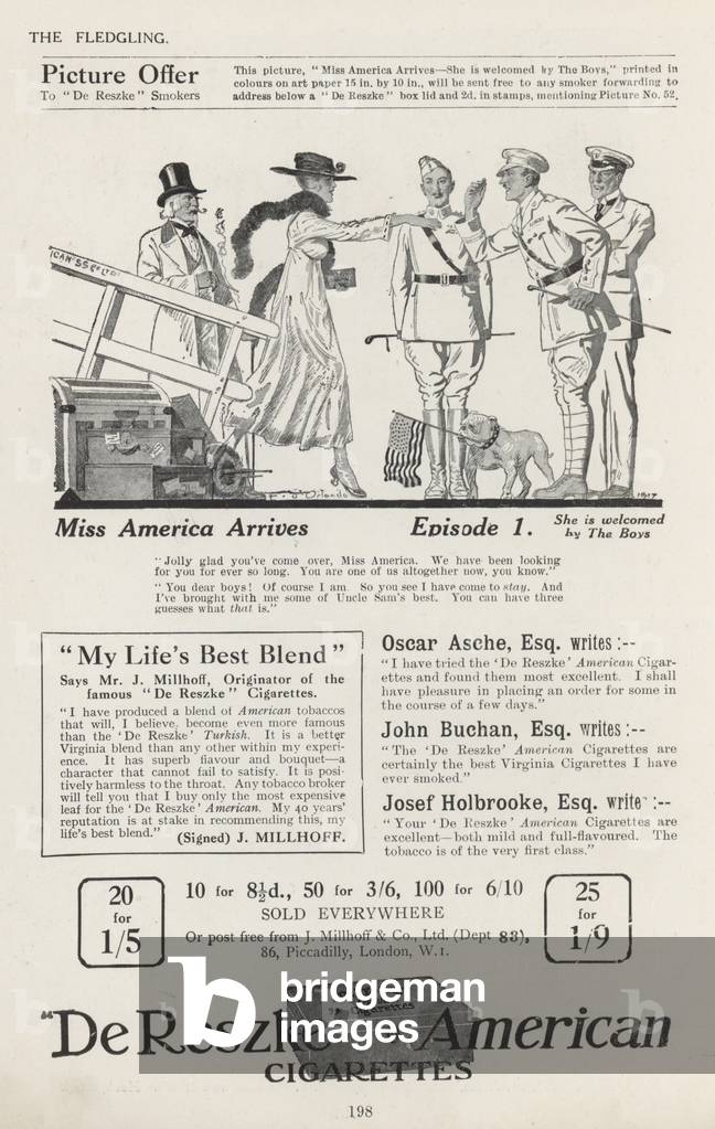 Miss America arrives, in 1917 (litho)