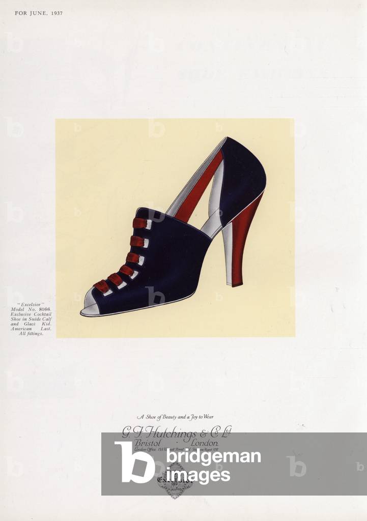 Women's shoe advertisement, 1930s (colour litho)