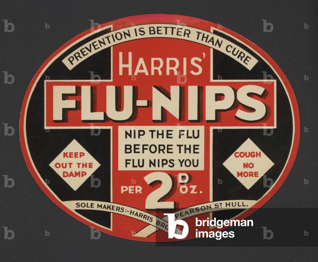 Advertisment for Harris' Flu-Nips (colour litho)