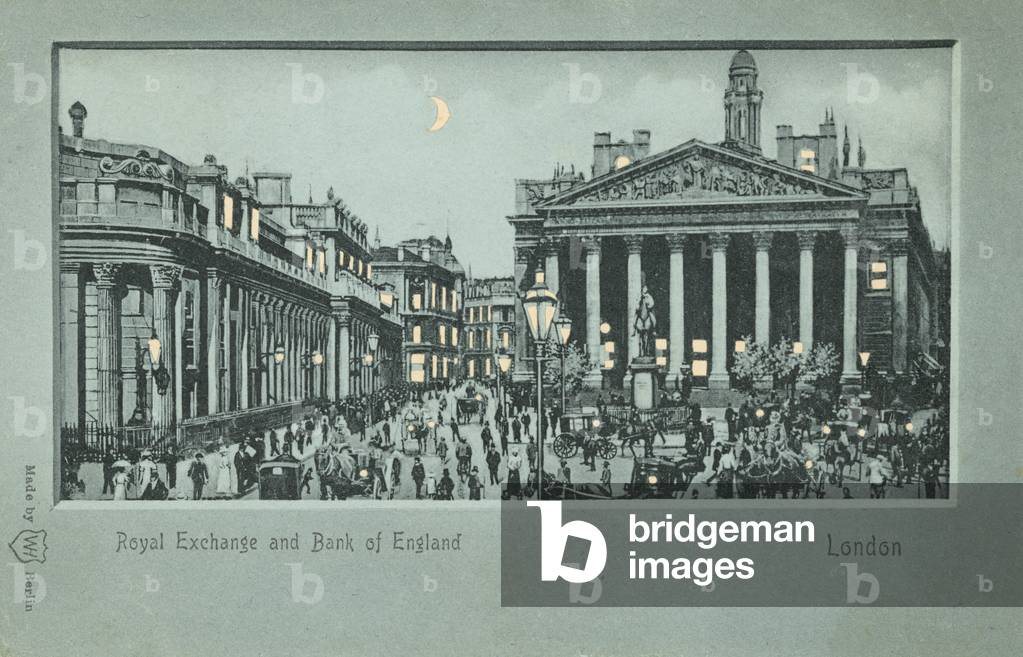 Royal Exchange and Bank of England, London (coloured photo)