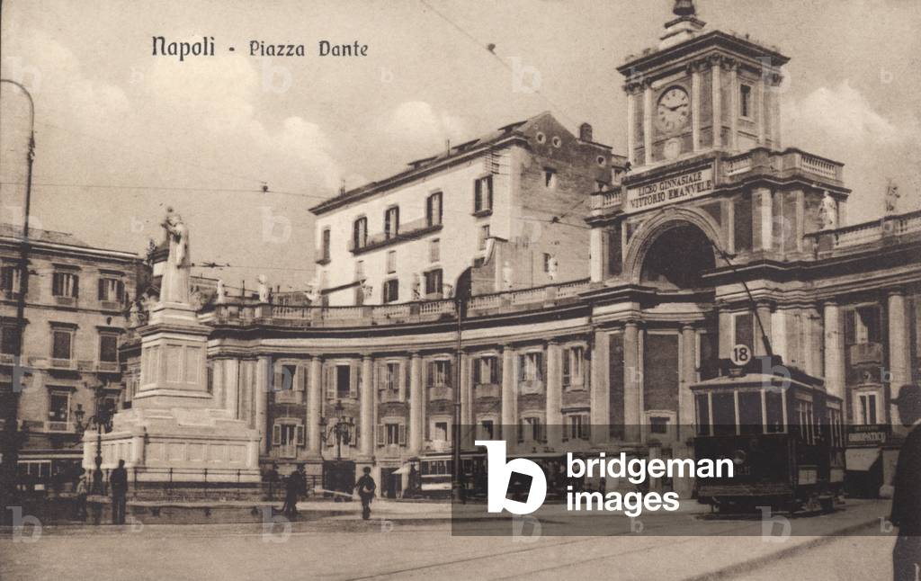 Naples - Napoli, Piazza Dante (b/w photo)