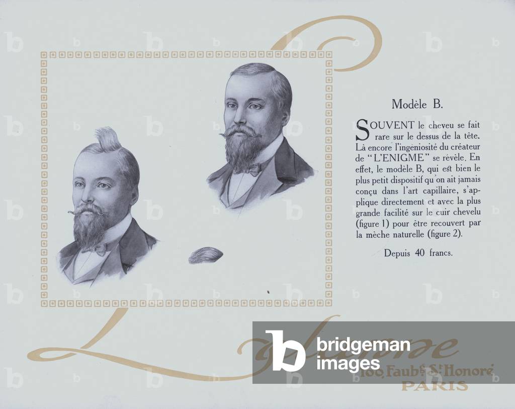 Toupees for men from Ch Lalanne, Paris (litho)
