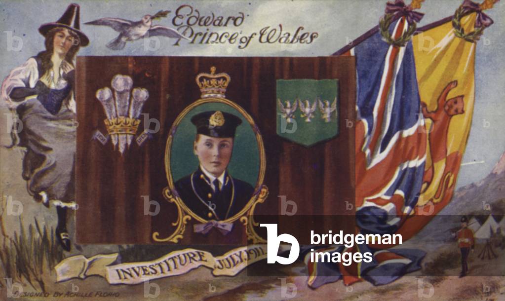 Investiture of Edward, Prince Of Wales, July 1911 (colour litho)