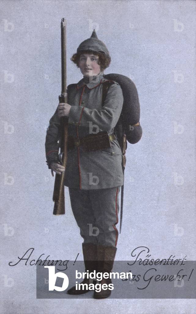 German girl in military uniform (coloured photo)