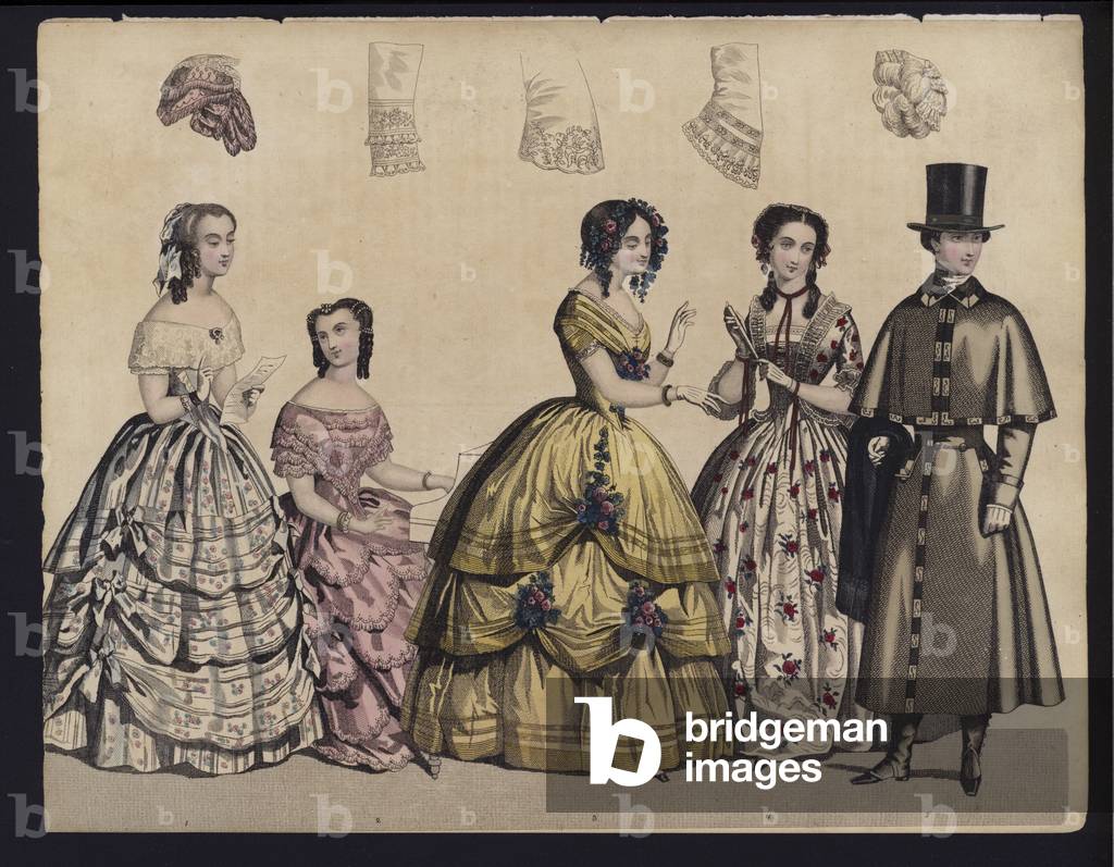 German fashion plate, mid 19th century (coloured engraving)