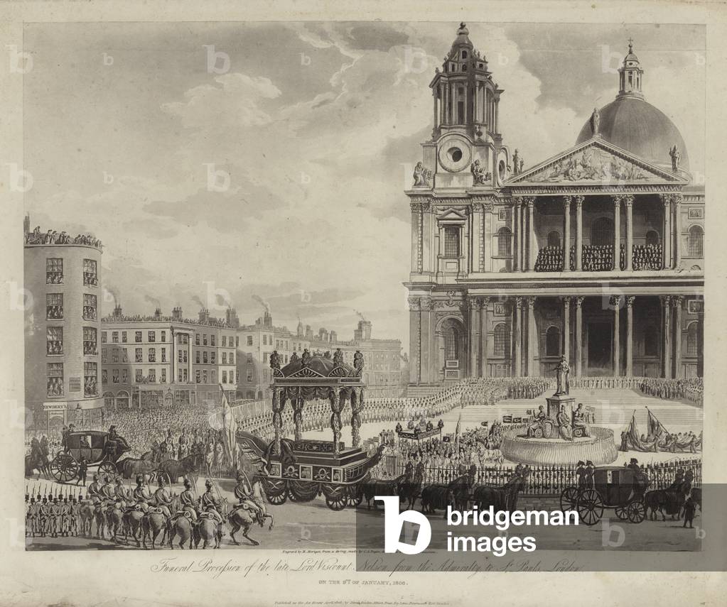 Funeral procession of Admiral Lord Nelson from the Admiralty to St Paul's Cathedral, City of London 9 January 1806 (engraving)