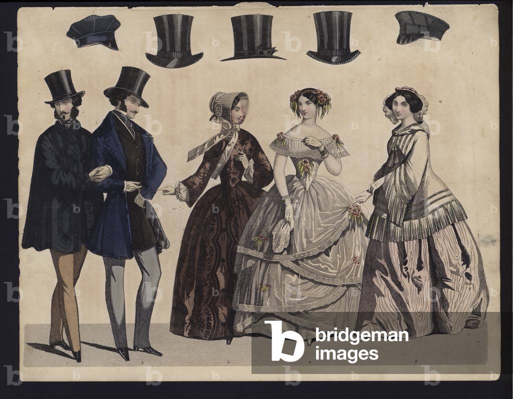 German fashion plate, mid 19th century (coloured engraving)