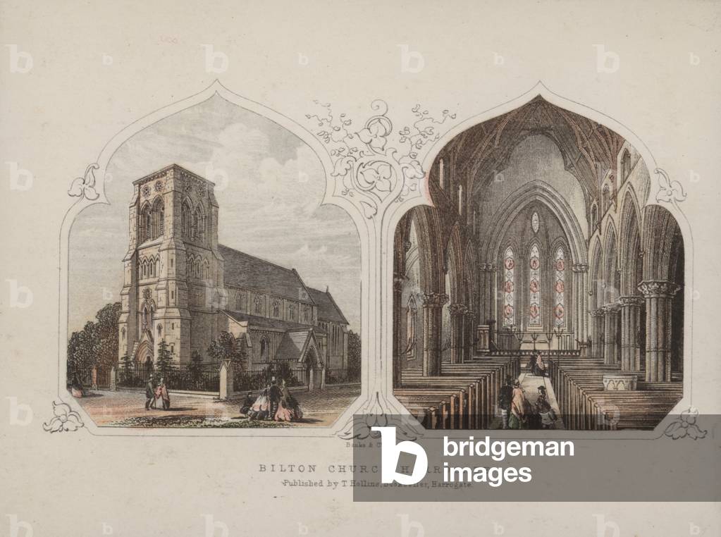 Bilton Church, Harrogate, North Yorkshire (coloured engraving)
