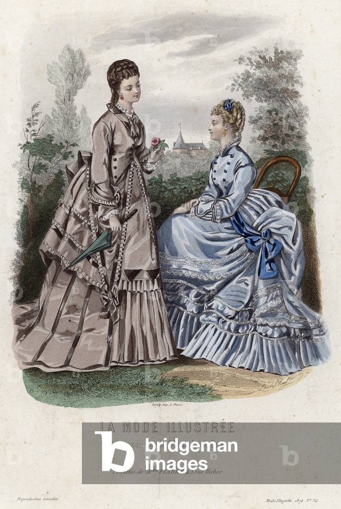 French fashion plate, late 19th century (coloured engraving)