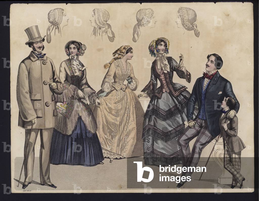 German fashion plate, mid 19th century (coloured engraving)