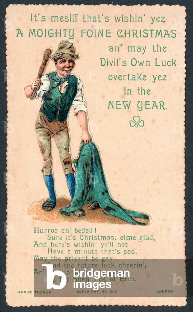 Irish Christmas greetings card (chromolitho)
