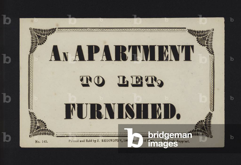 Advertisement: An apartment to let, unfurnished (type)