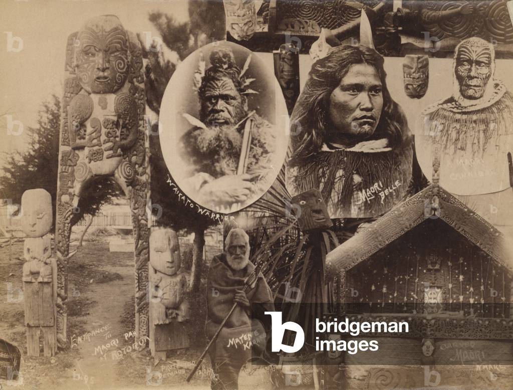 Maoris, New Zealand (b/w photo)