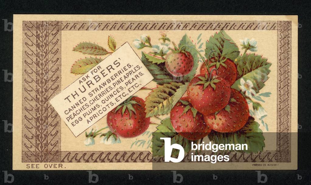 Advertisement for Thurbers canned fruit (chromolitho)