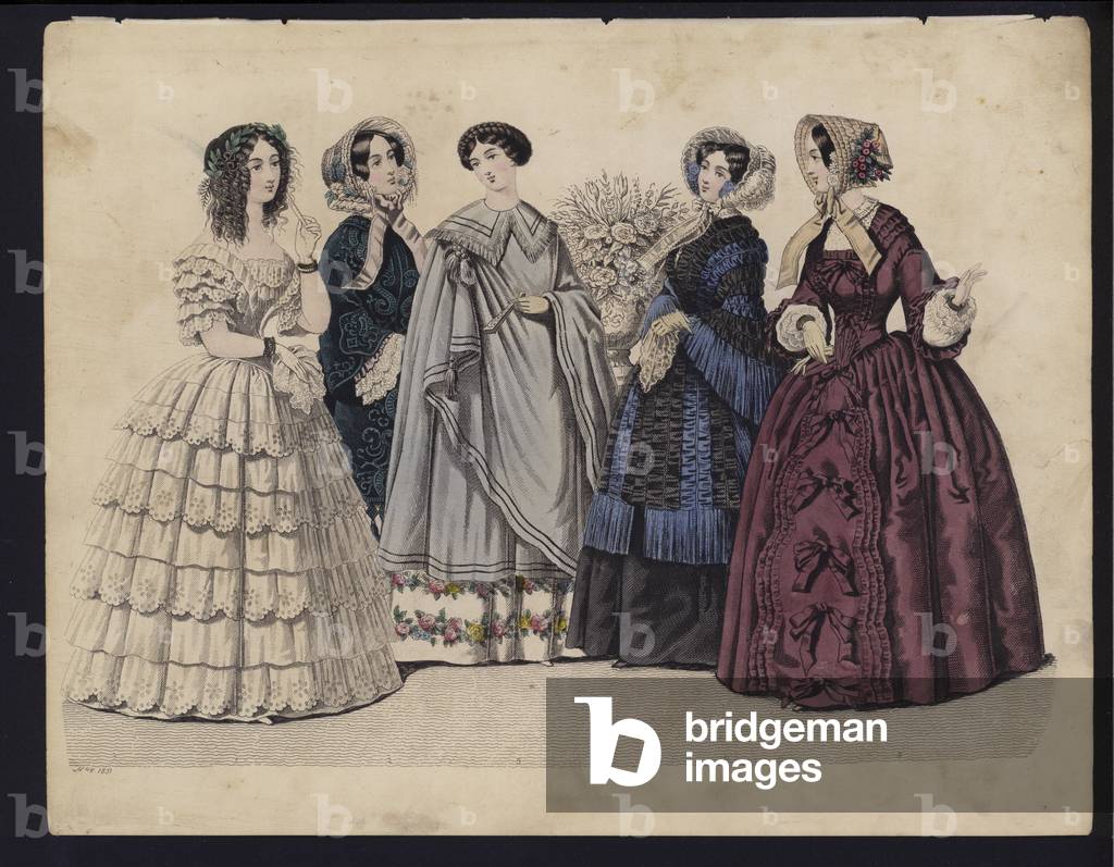 German fashion plate, mid 19th century (coloured engraving)