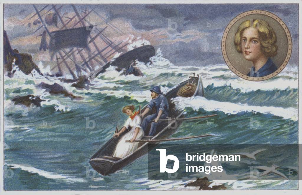 Grace Darling rows out with her father to rescue survivors of the shipwrecked vessel, the 