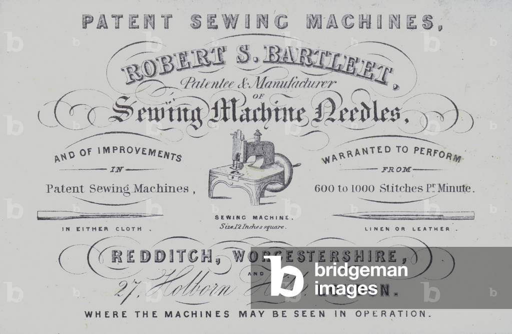 Advertisement for Robert S Bartleet sewing machines (litho)