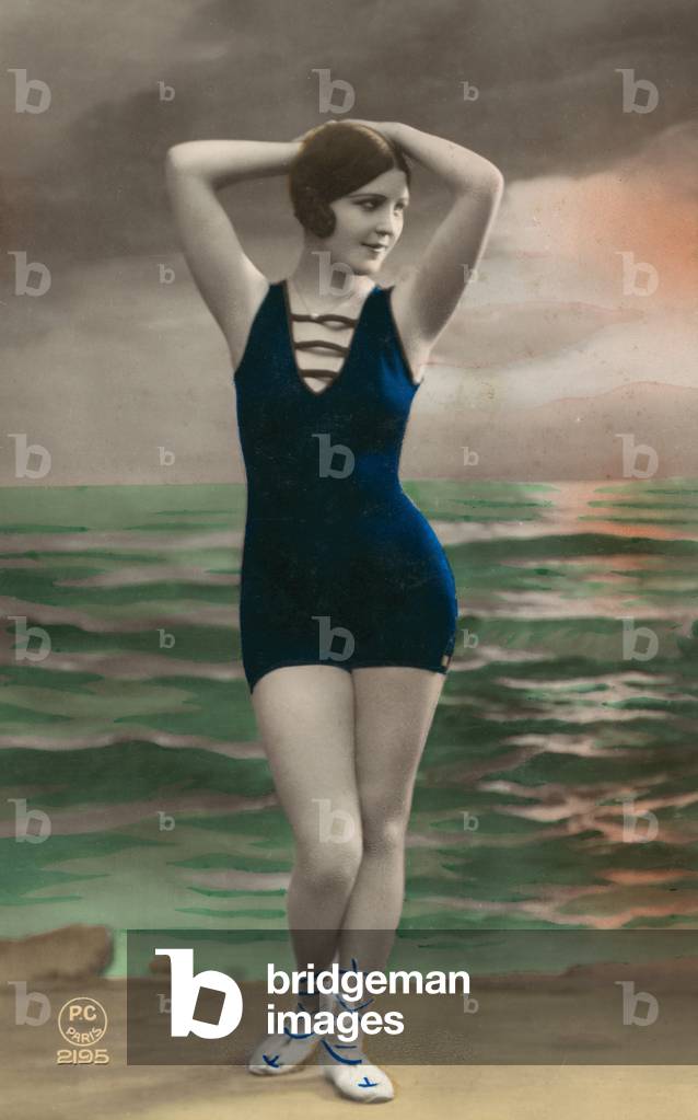 Young woman in a bathing costume (coloured photo)