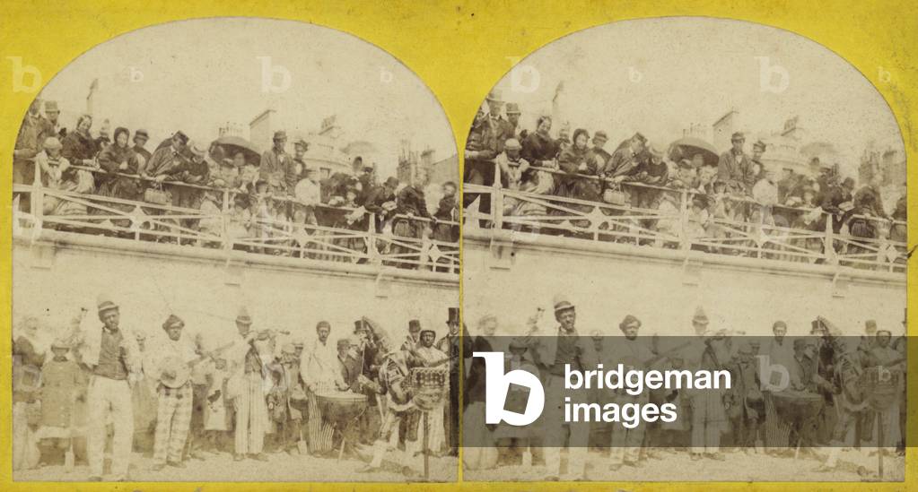 Stereoscopic image of Brighton beach (b/w photo)