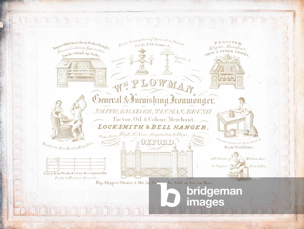 Trade card, William Plowman (engraving)