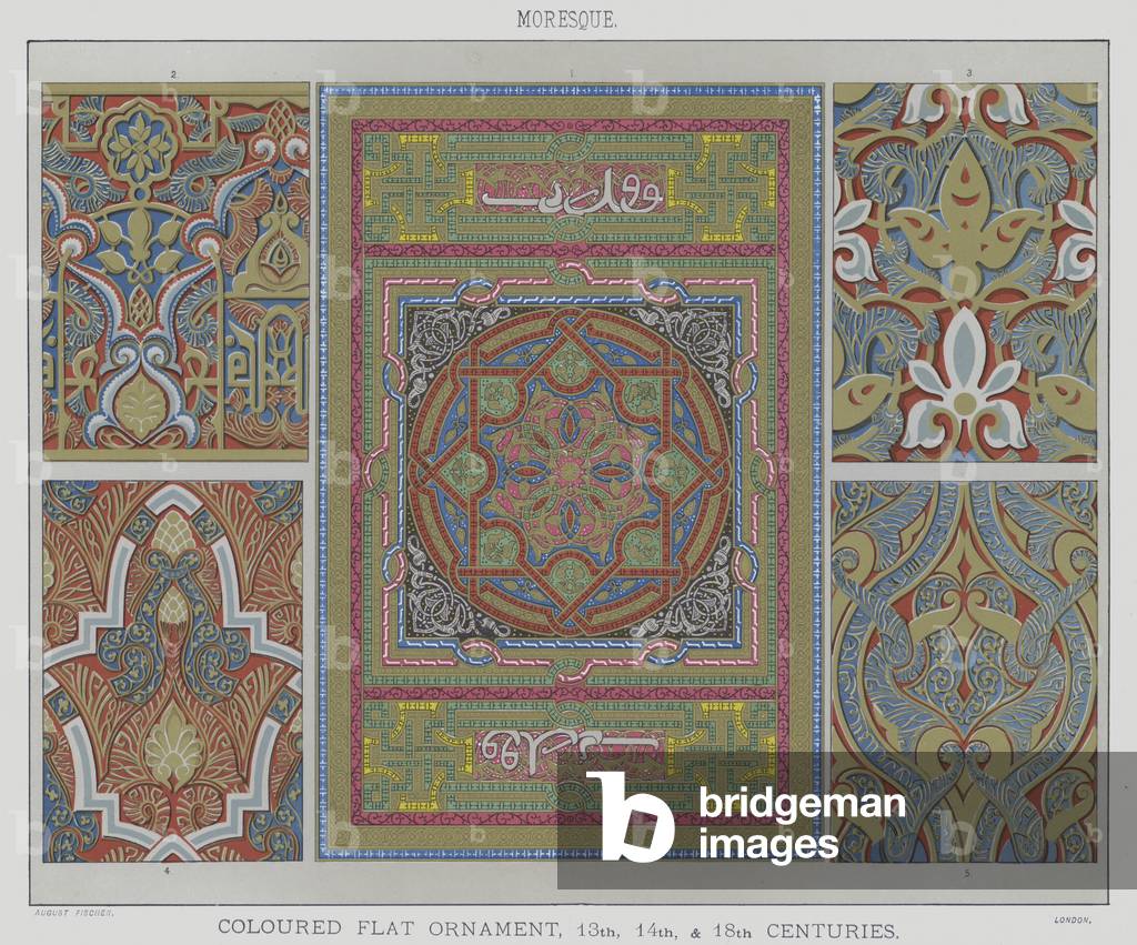Moresque, Coloured flat ornament, 13th, 14th, and 18th centuries (colour litho)