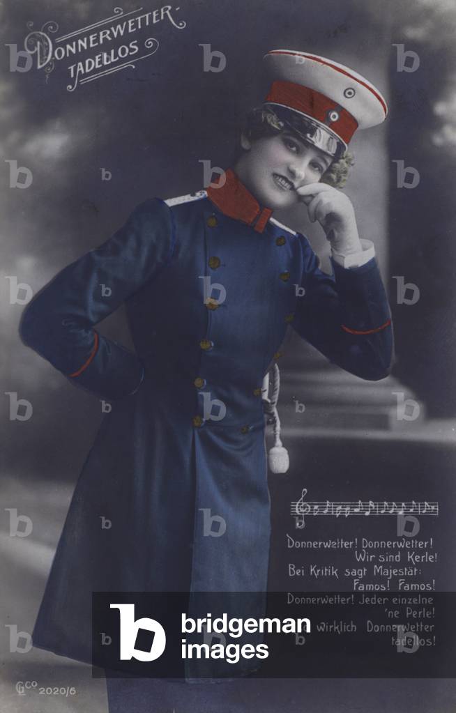 German girl in military uniform (coloured photo)