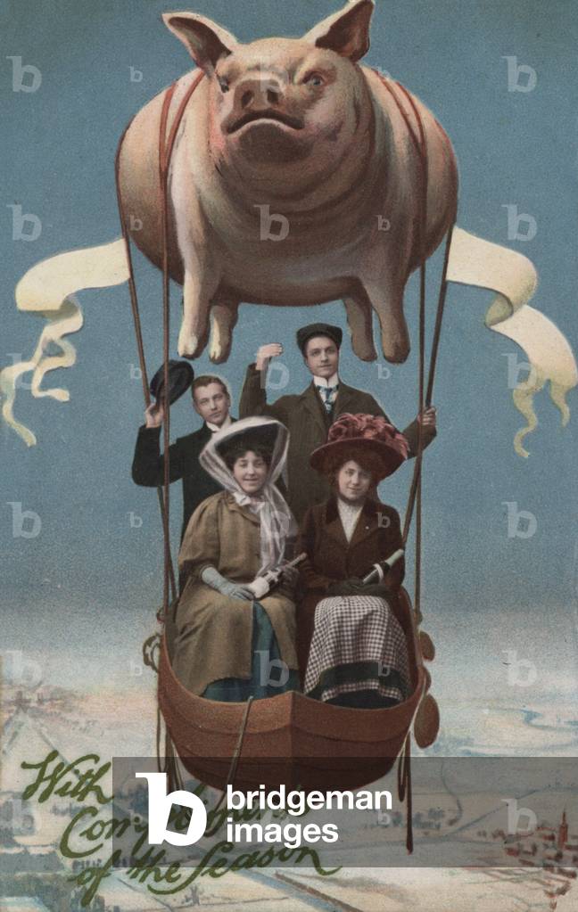 Pig balloon (colour litho)