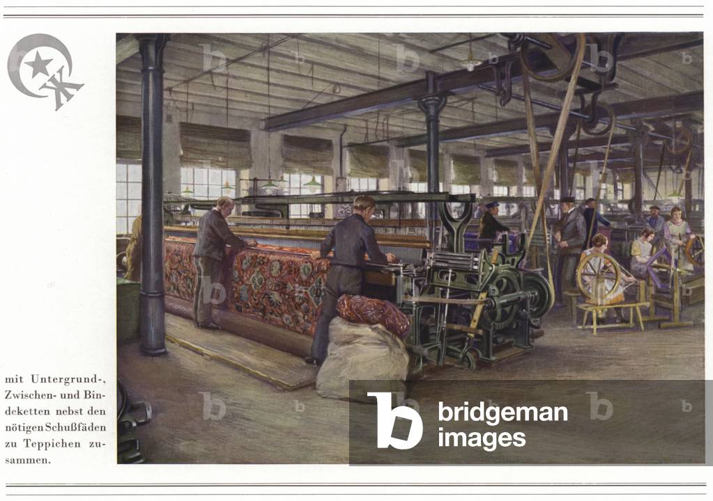 Business of carpet manufacturers Halbmond-Teppichfabrik Von Koch Und Te Kock (colour litho)