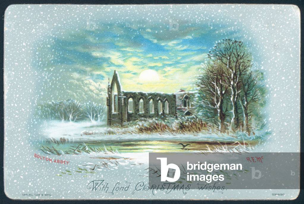 Bolton Abbey, Christmas Card (chromolitho)