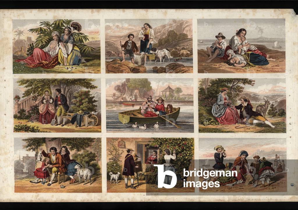 Page of Victorian printed scraps (coloured engraving)
