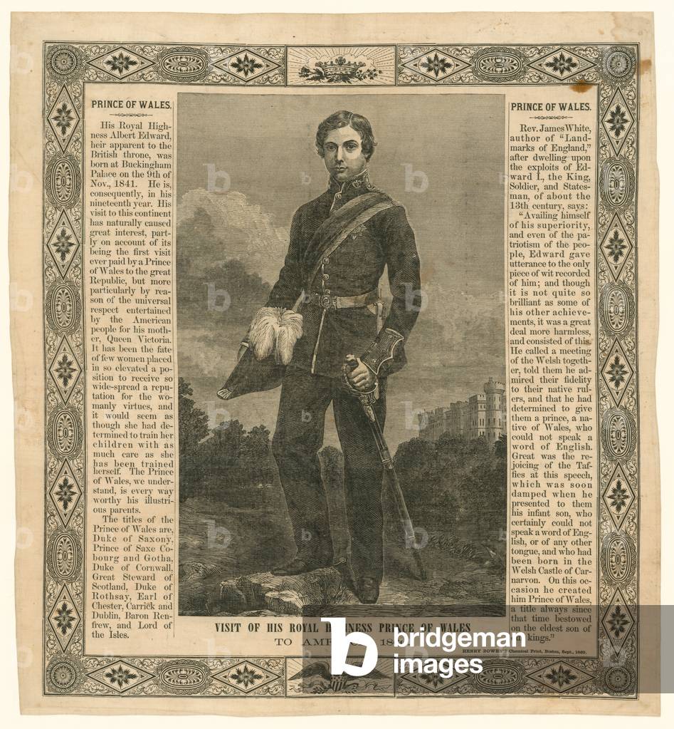 Handkerchief commemorating the Prince of Wales's trip to America, 1860 (engraving)