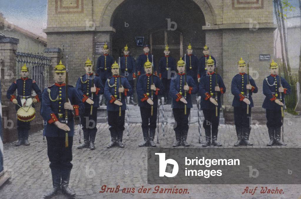 German soldiers on guard duty (coloured photo)