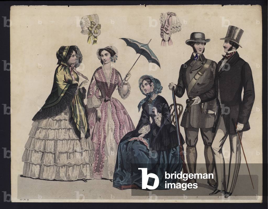German fashion plate, mid 19th century (coloured engraving)