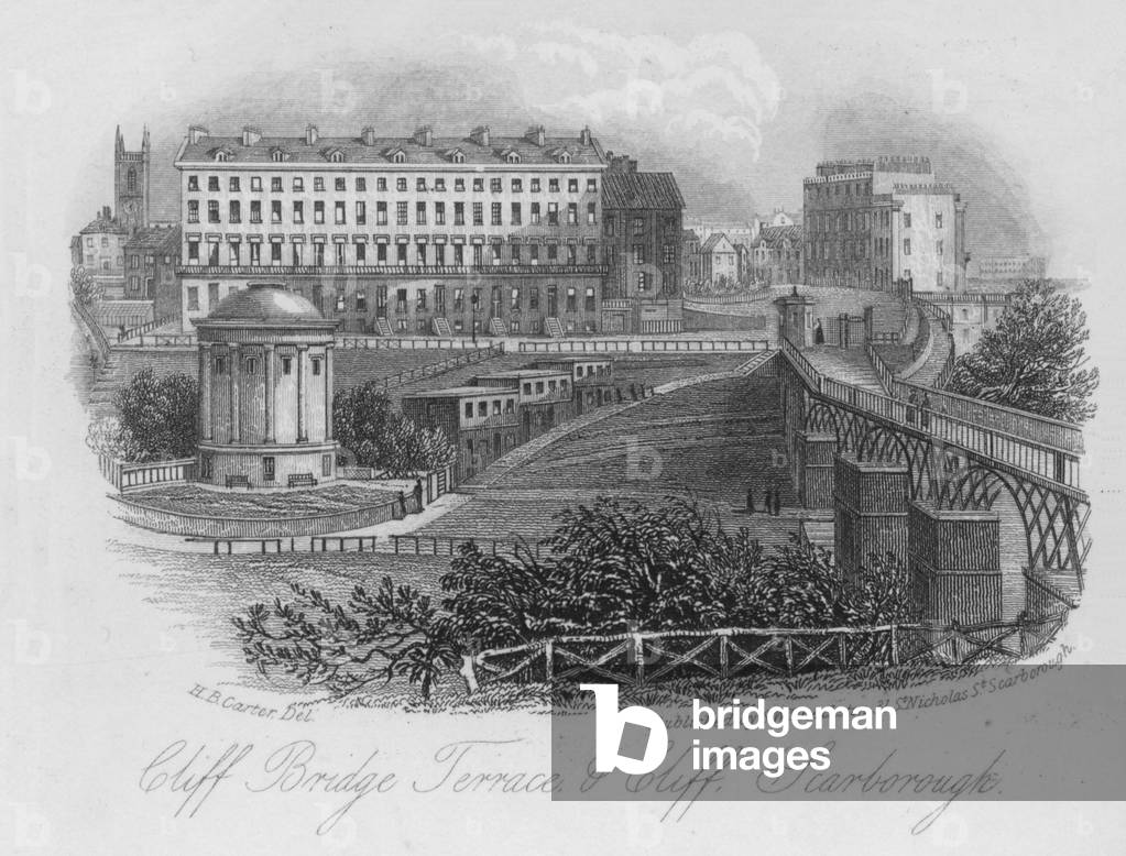 Cliff Bridge Terrace, and Cliff, Scarborough (engraving)