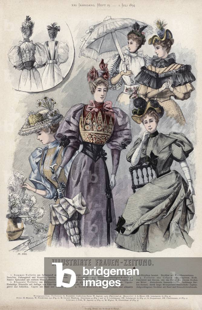 French fashion plate, late 19th century (coloured engraving)