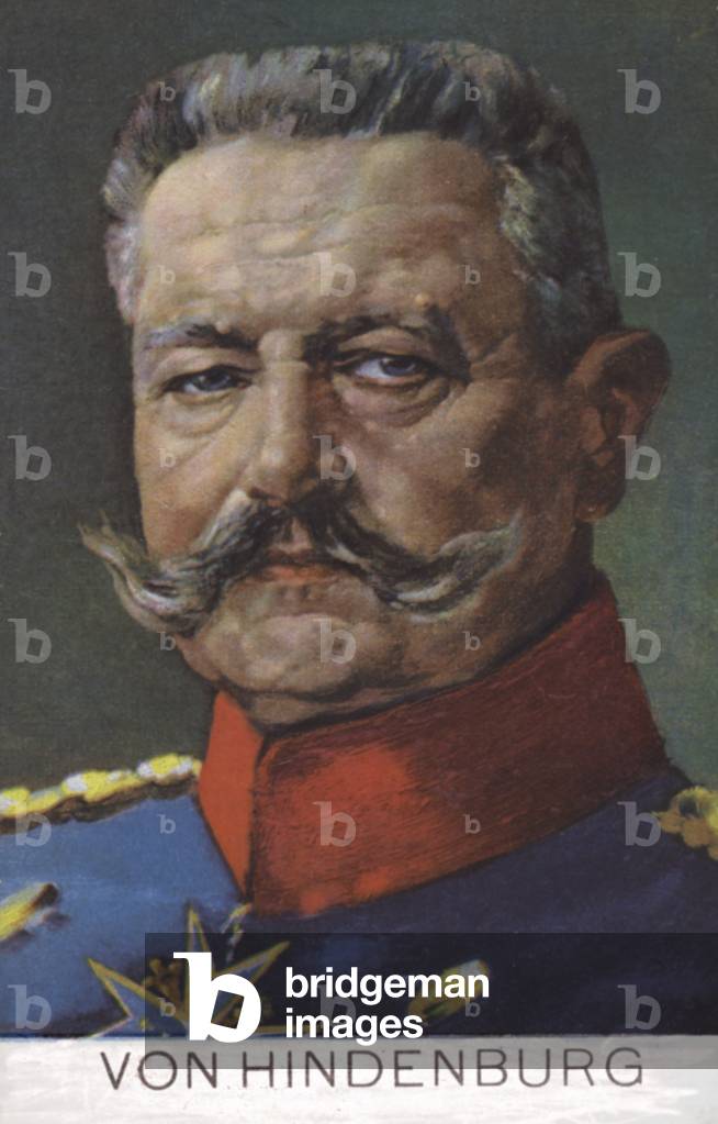 Field Marshal Paul von Hindenburg, commander of the German army in World War I (colour litho)