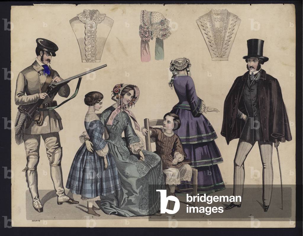 German fashion plate, mid 19th century (coloured engraving)