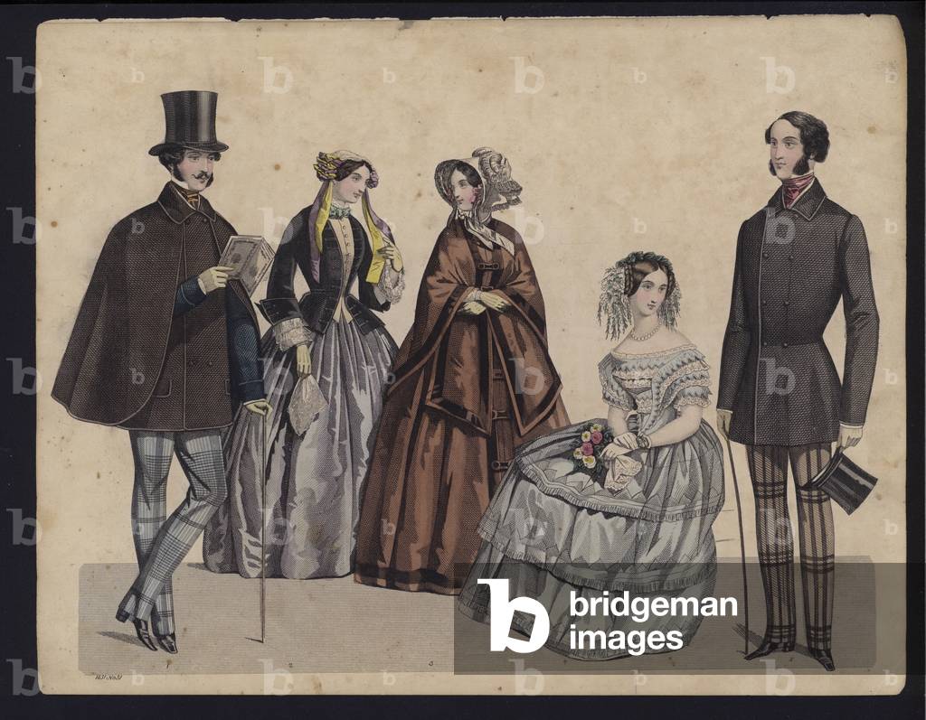 German fashion plate, mid 19th century (coloured engraving)