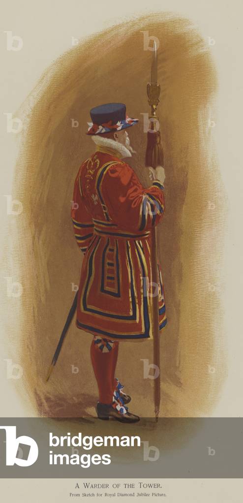 A Warder of the Tower (colour litho)