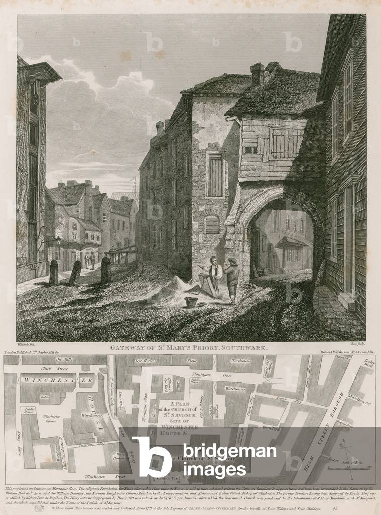 Gateway of St Mary's Priory, Southwark (engraving)