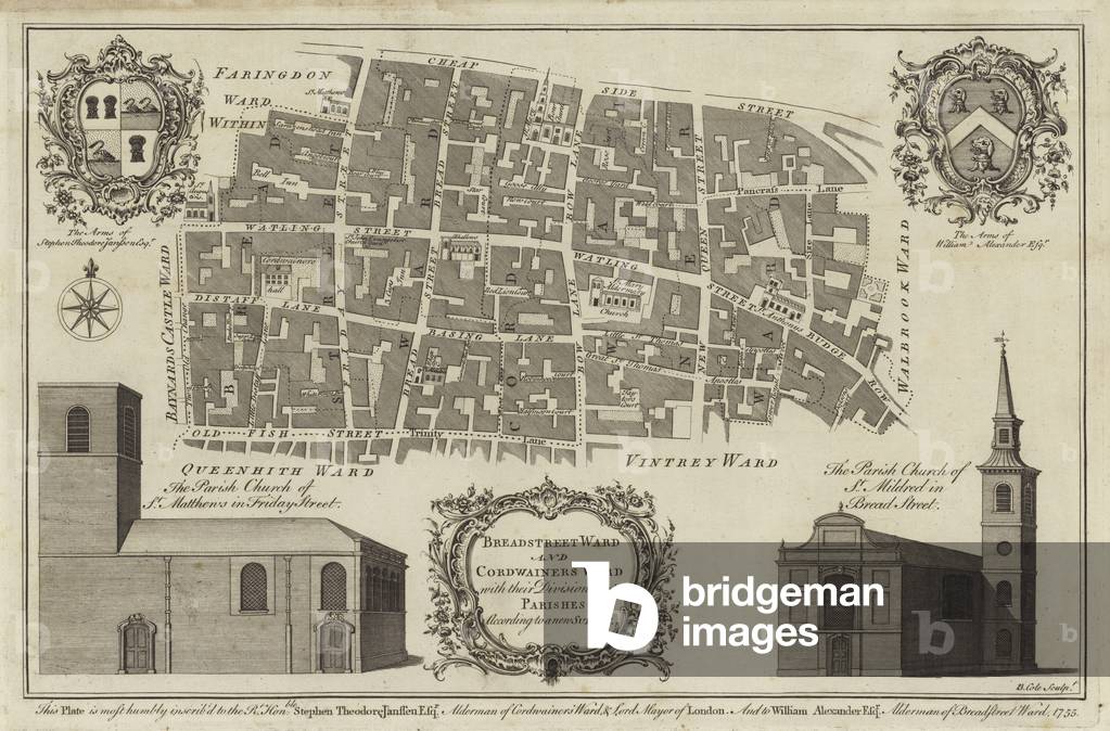 Map of Bread Street Ward and Cordwainers Ward, London (engraving)