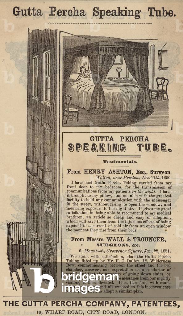 Advert for the Gutta Percha Speaking Tube (engraving)